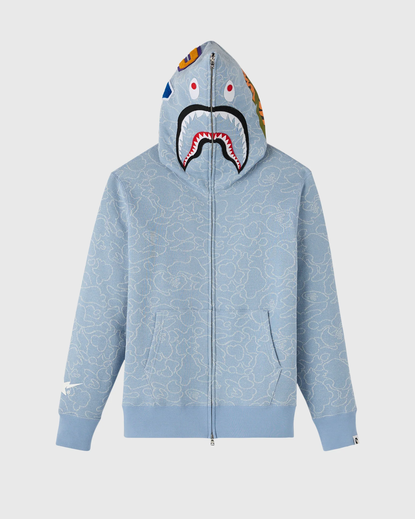 BAPE® Neon 1st Camo Shark Full-Zip Hoodie - Light Indigo - Image 10