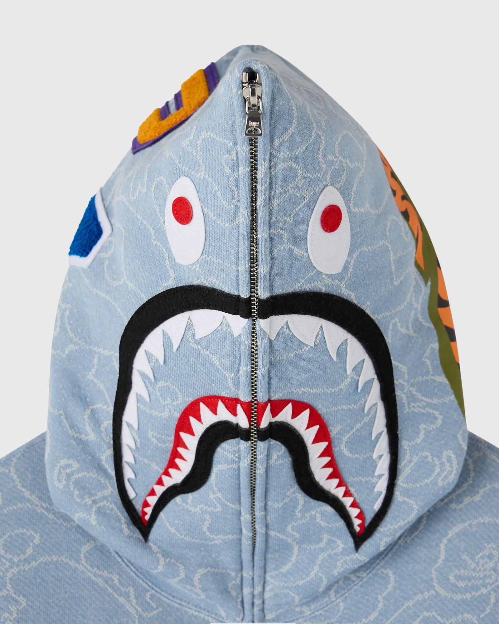 BAPE® Neon 1st Camo Shark Full-Zip Hoodie - Light Indigo - Image 11