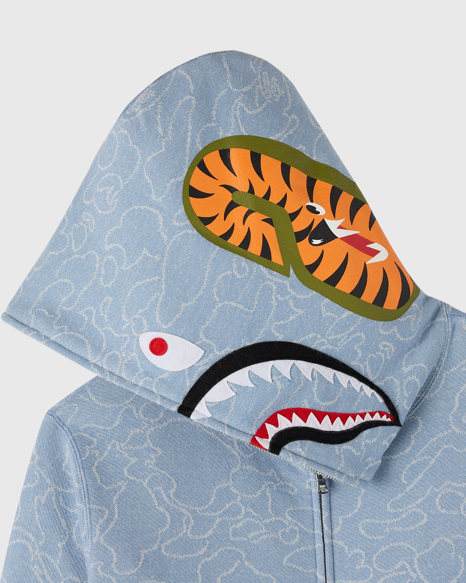 BAPE® Neon 1st Camo Shark Full-Zip Hoodie - Light Indigo - Image 3