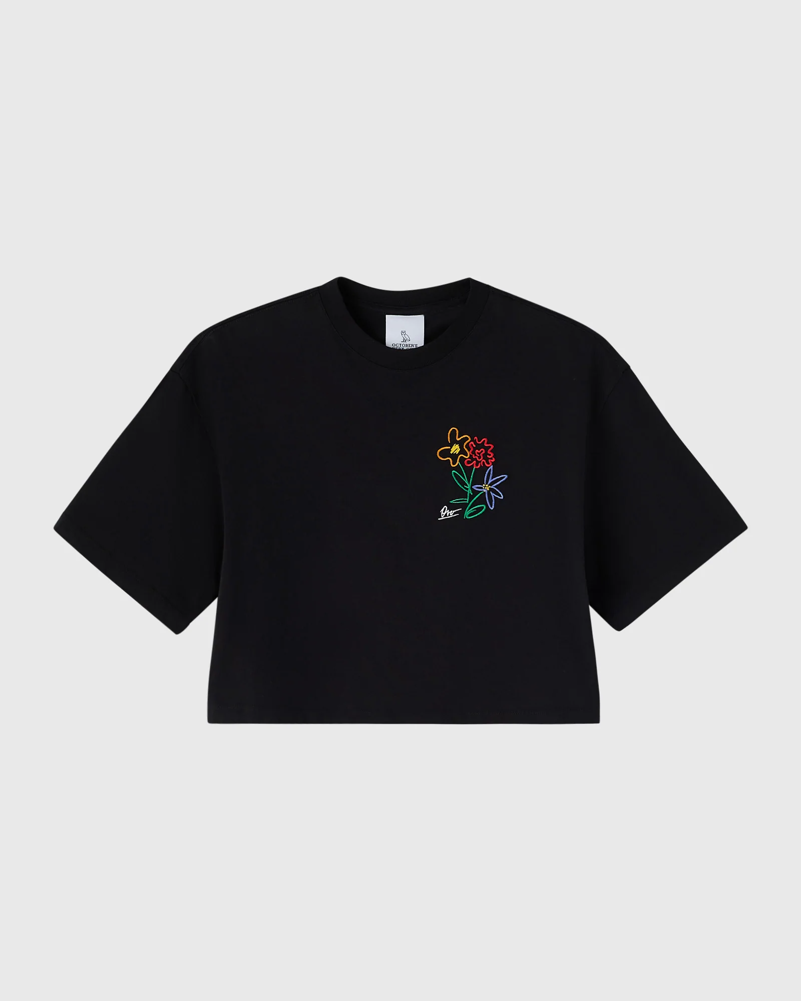 Brush Stroke Flower Cropped T-Shirt