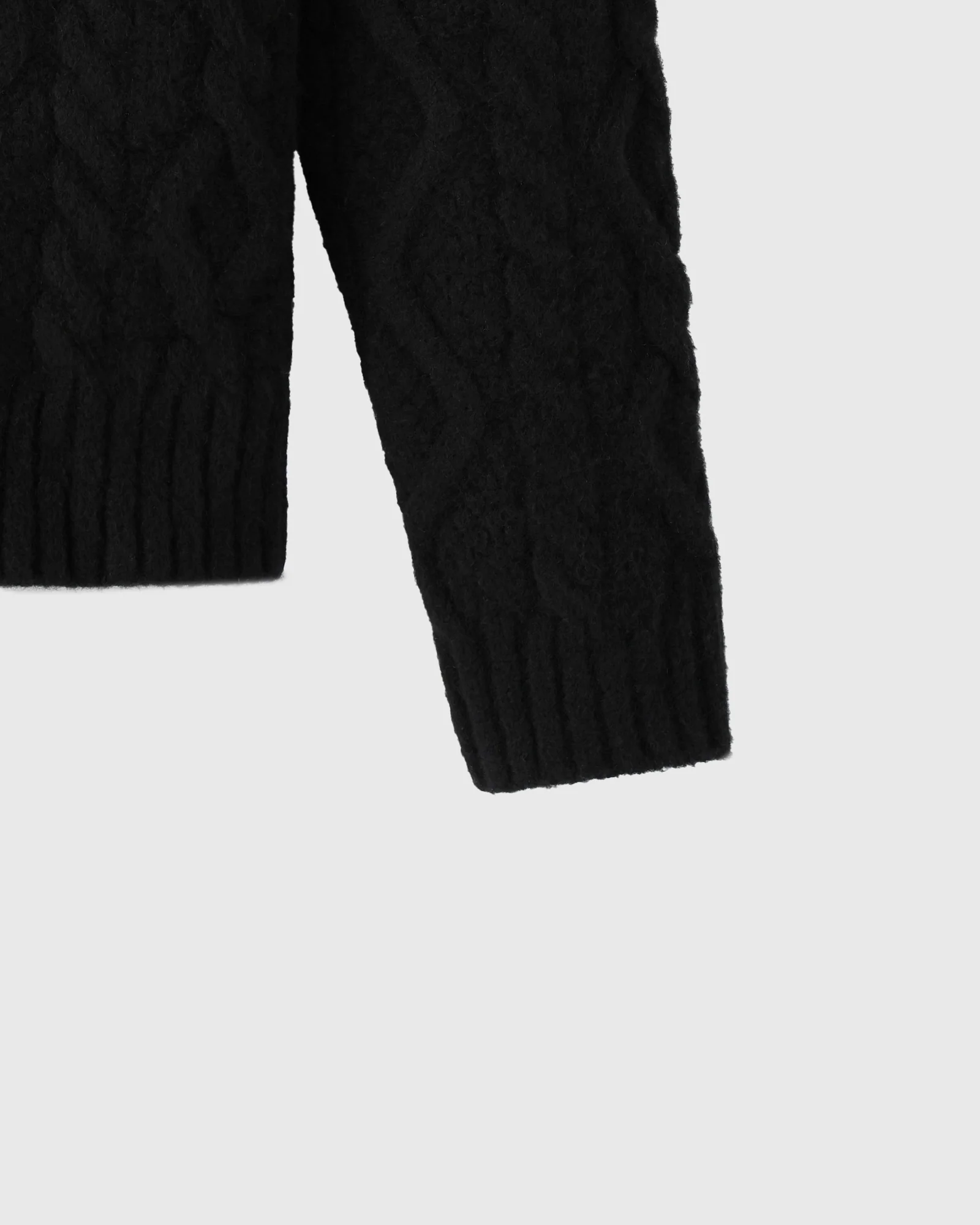 Cable Knit Hoodie With Crest - Black - Image 4