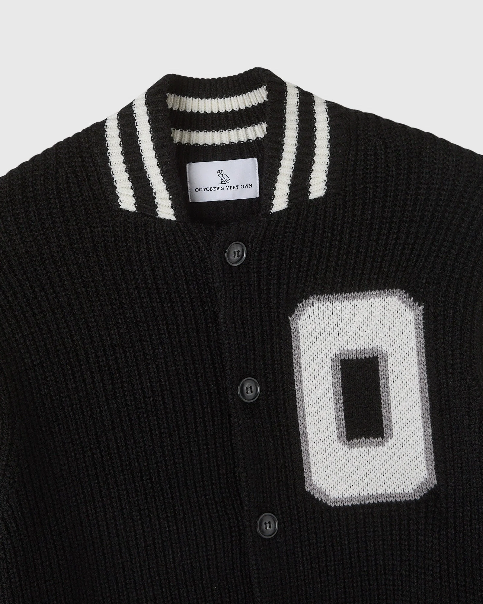 Knit Varsity Jacket - Black - Image 3