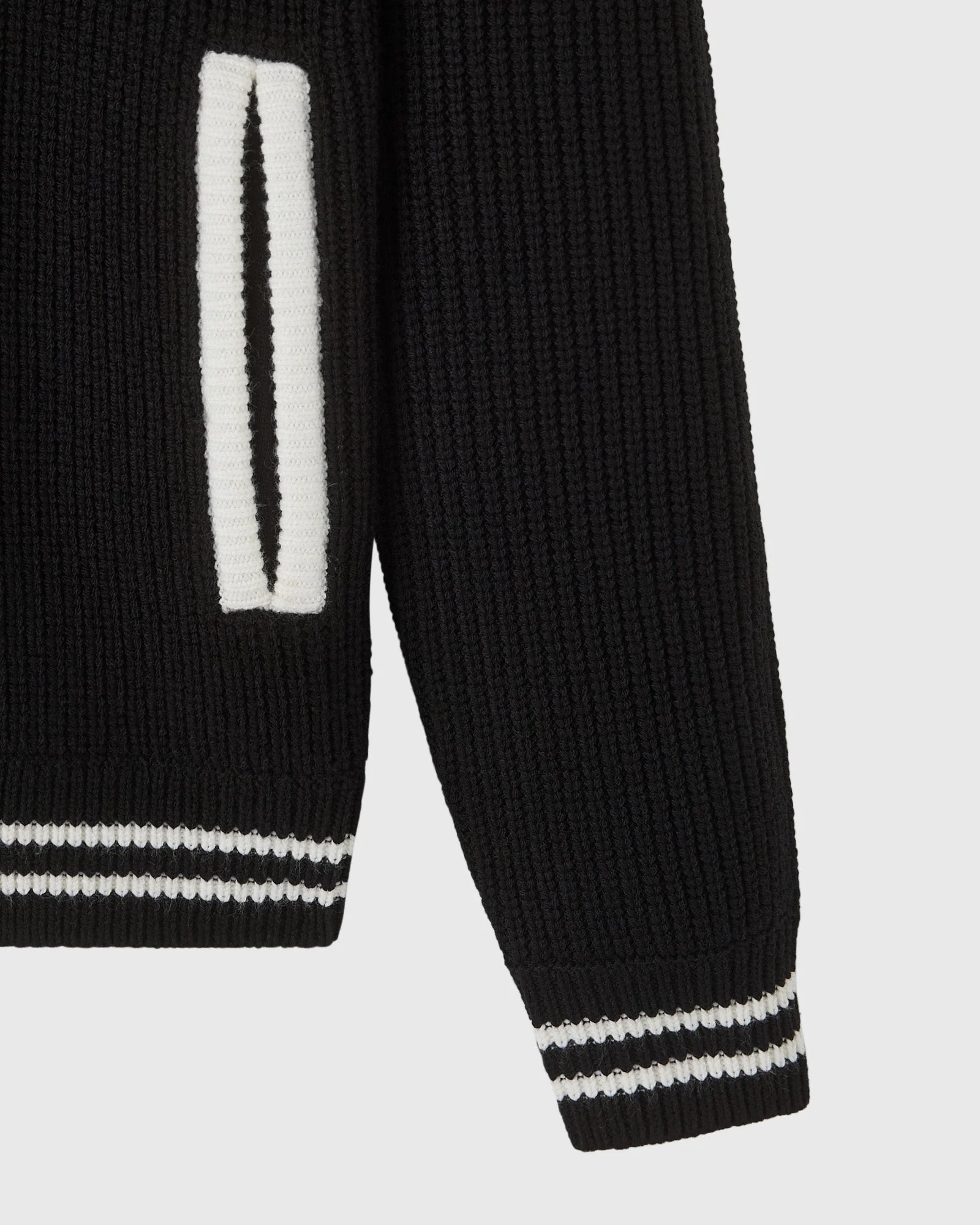 Knit Varsity Jacket - Black - Image 4