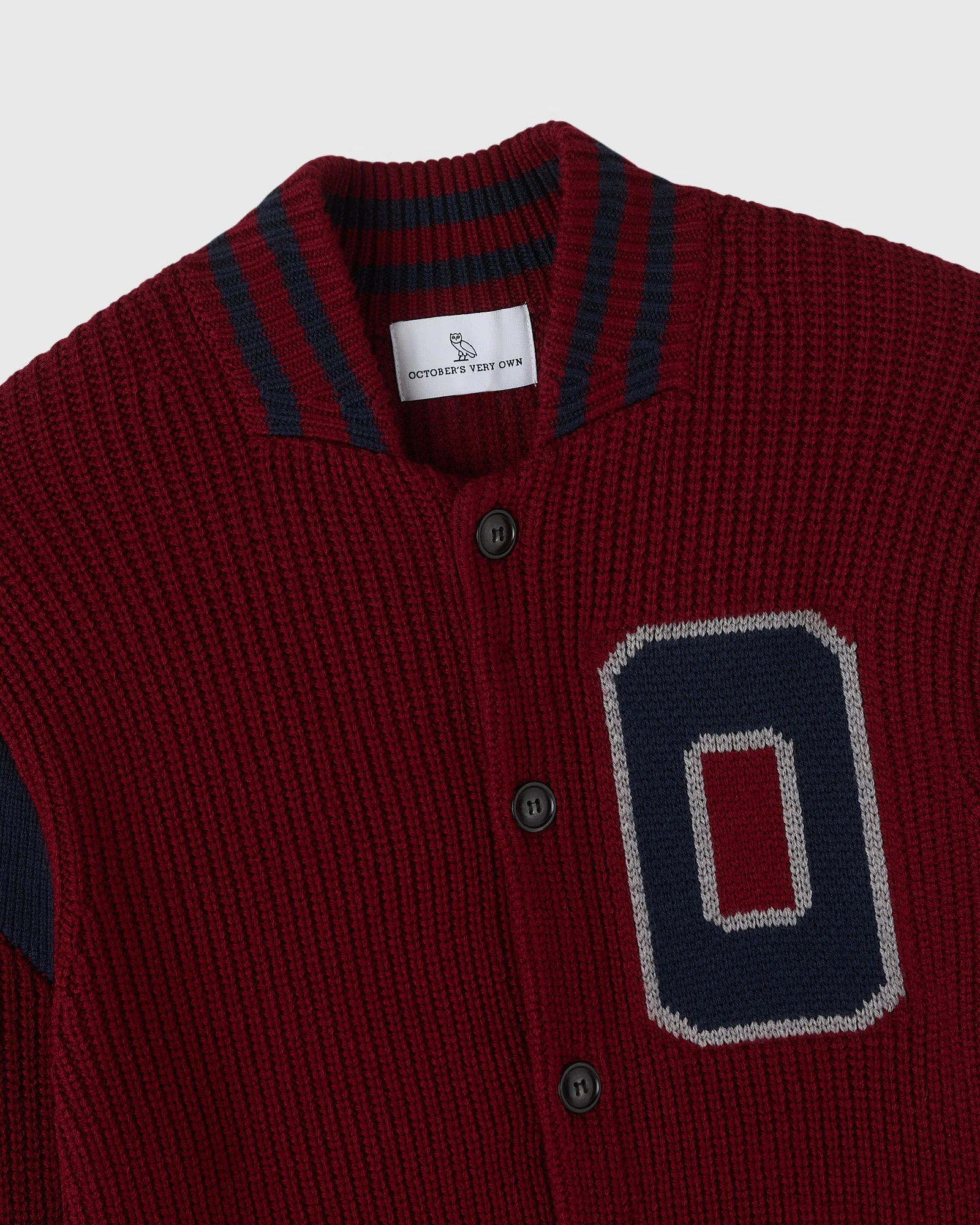 Knit Varsity Jacket - Wine - Image 3