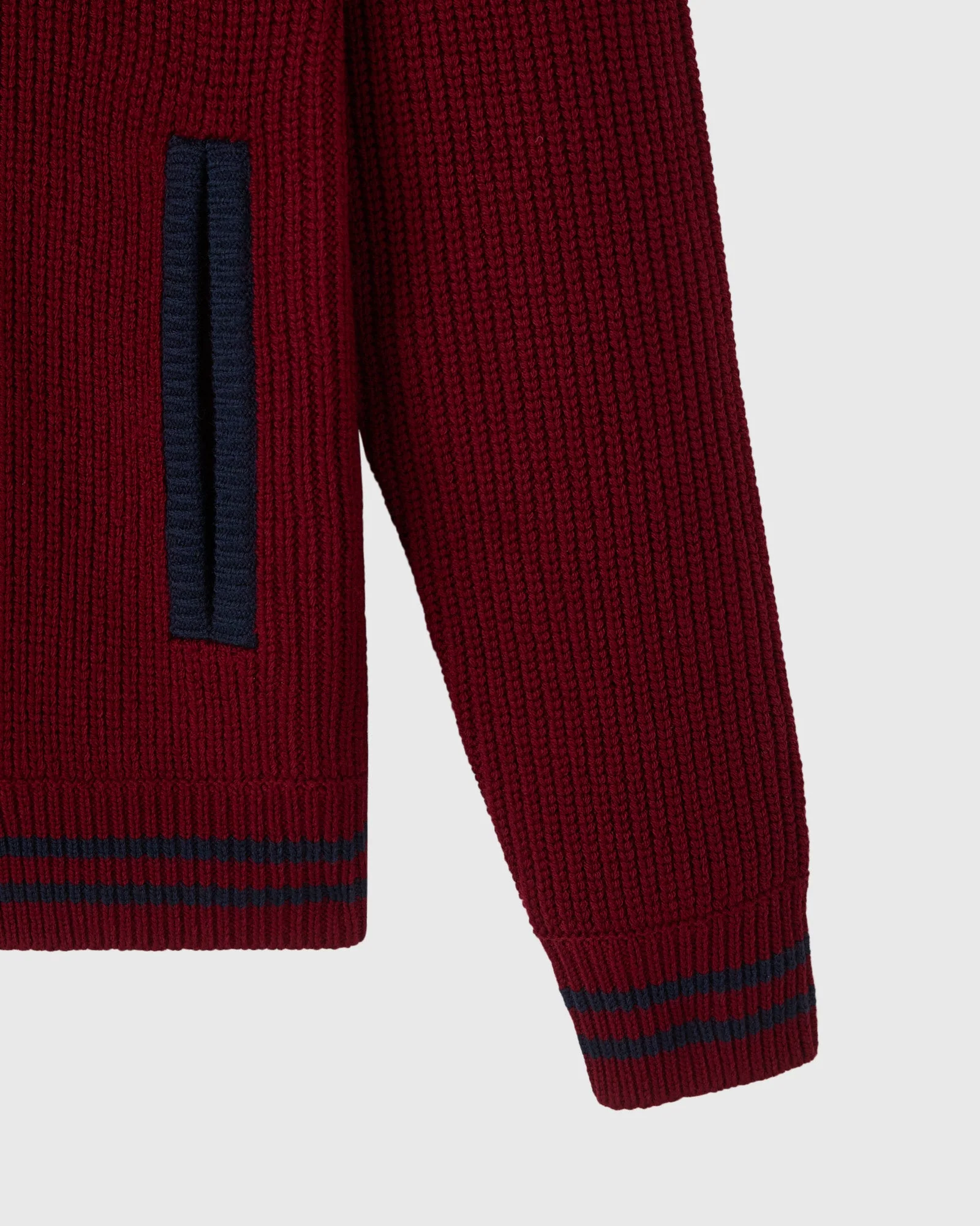 Knit Varsity Jacket - Wine - Image 4