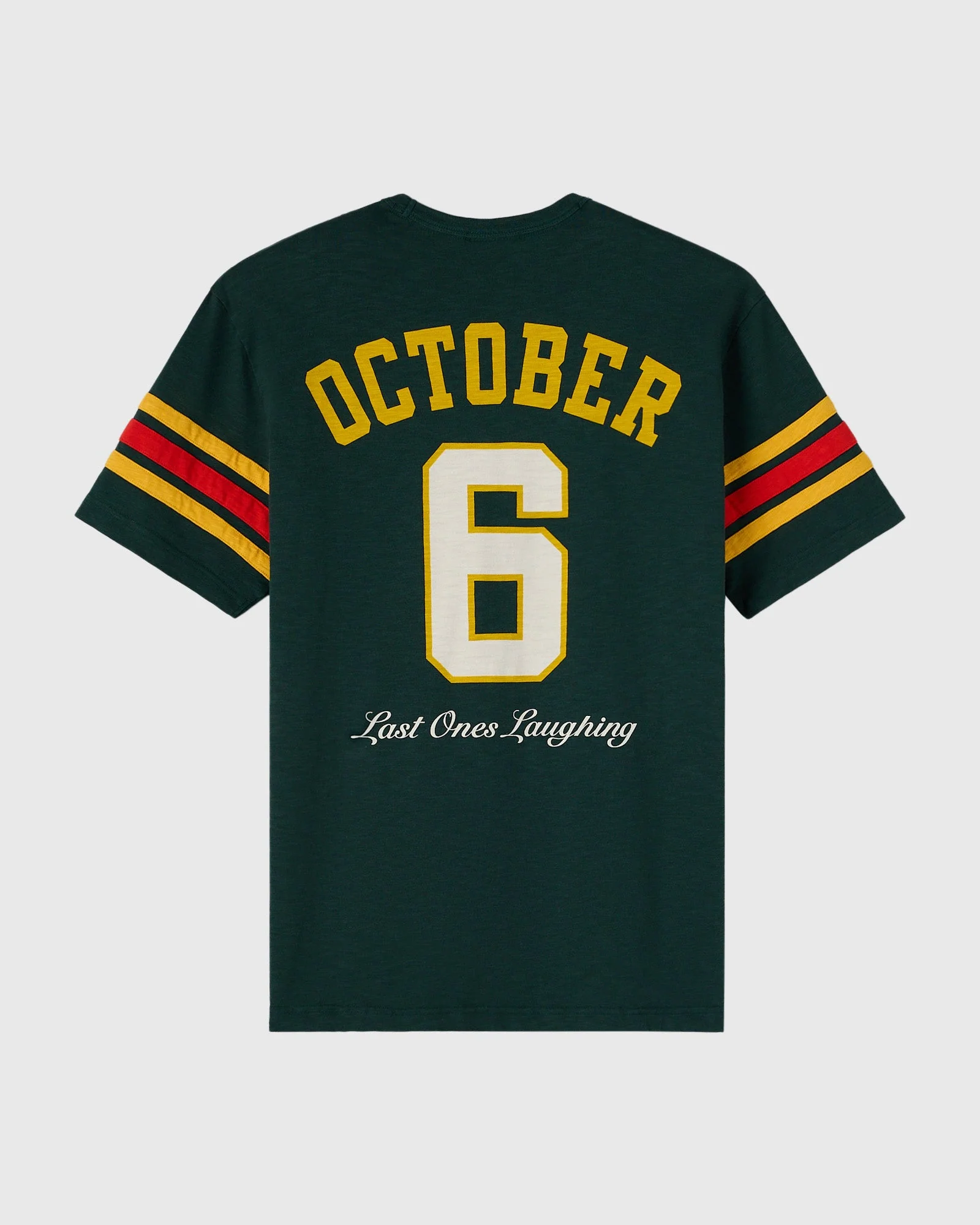 Last Ones Laughing Football Tee - Midnight Green - Image 4