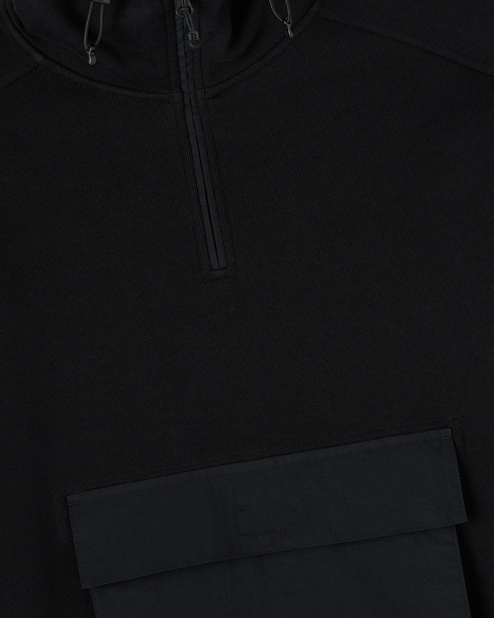 Nylon Overlay Quarter-Zip Hoodie - Black - Image 2