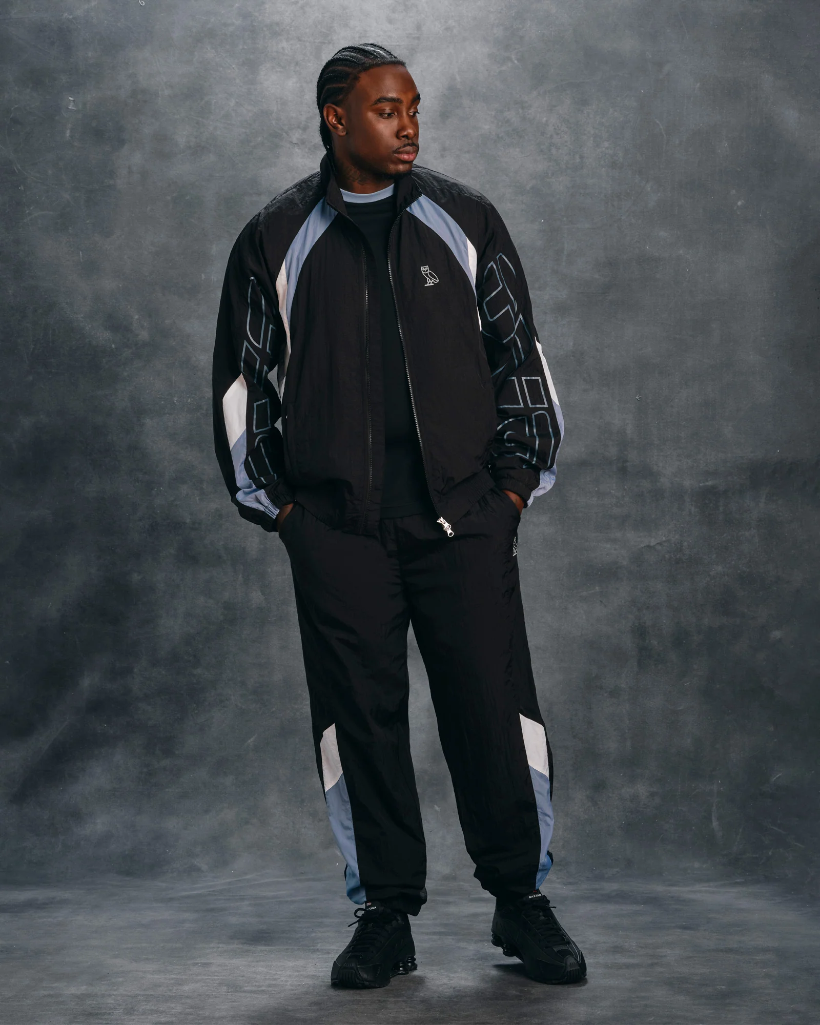 Nylon Track Jacket - Black - Image 3