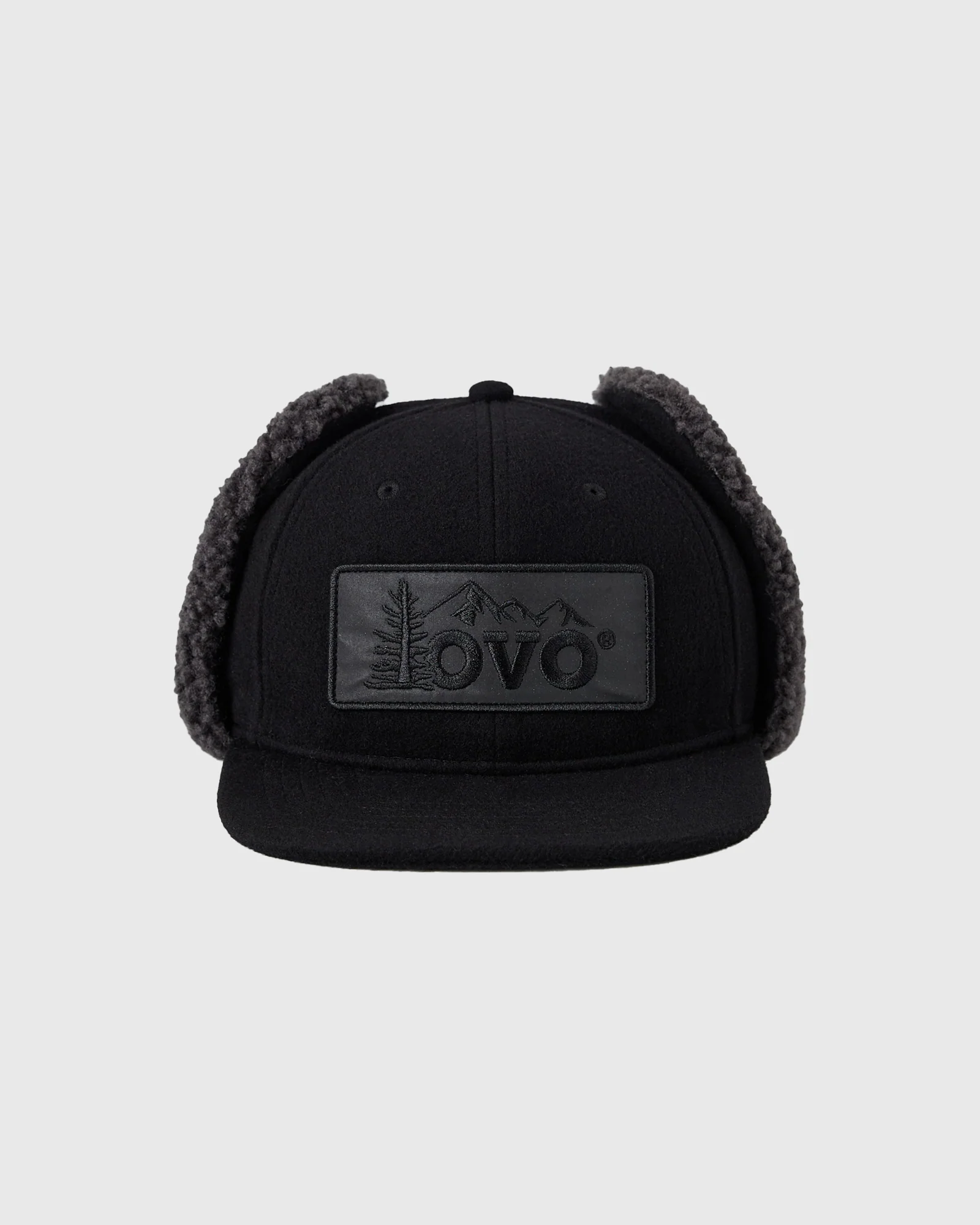 Faux Shearling Hunter Flap Cap - Black