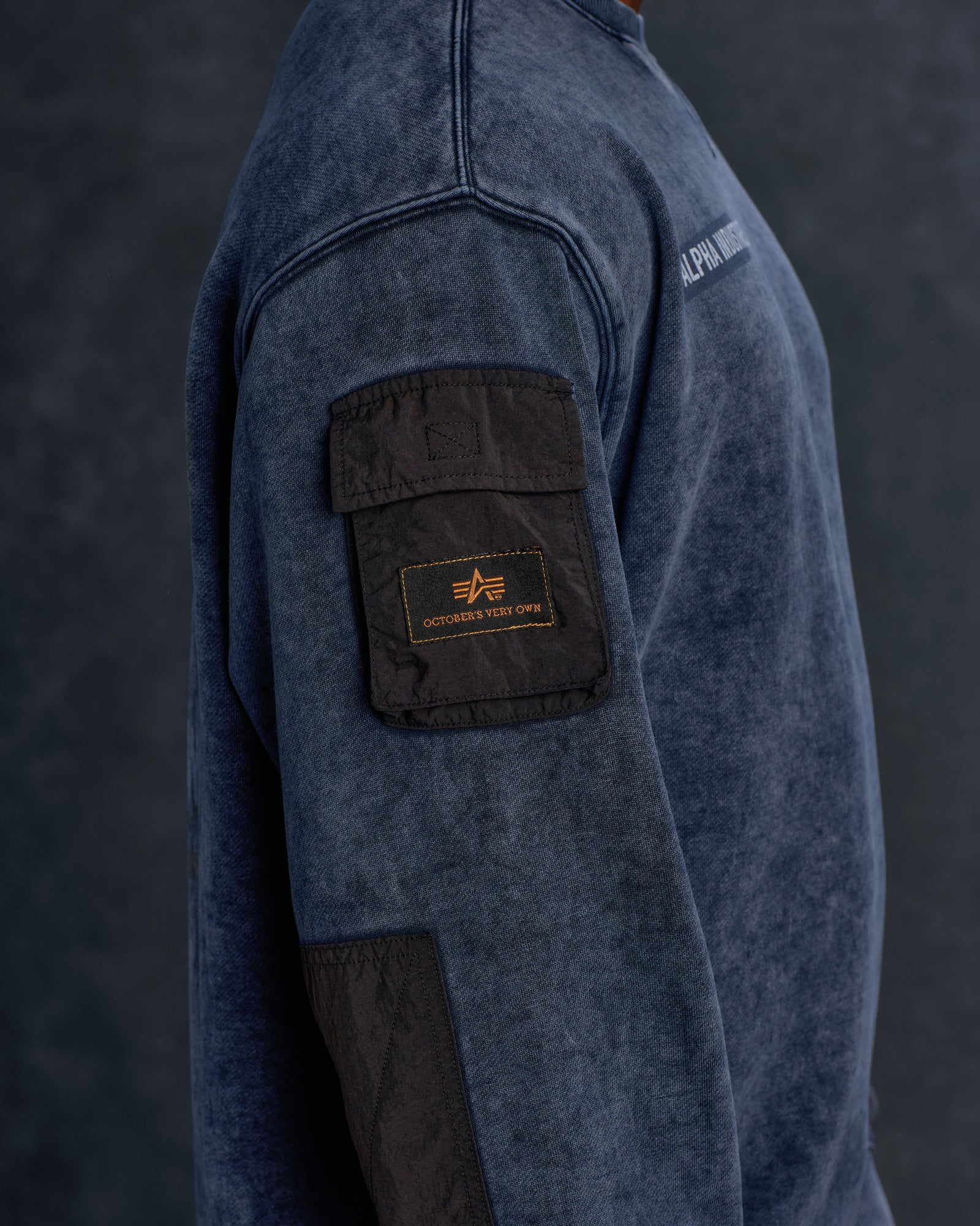 Alpha Industries Garment Dyed Crewneck - Replica Blue - Image 4