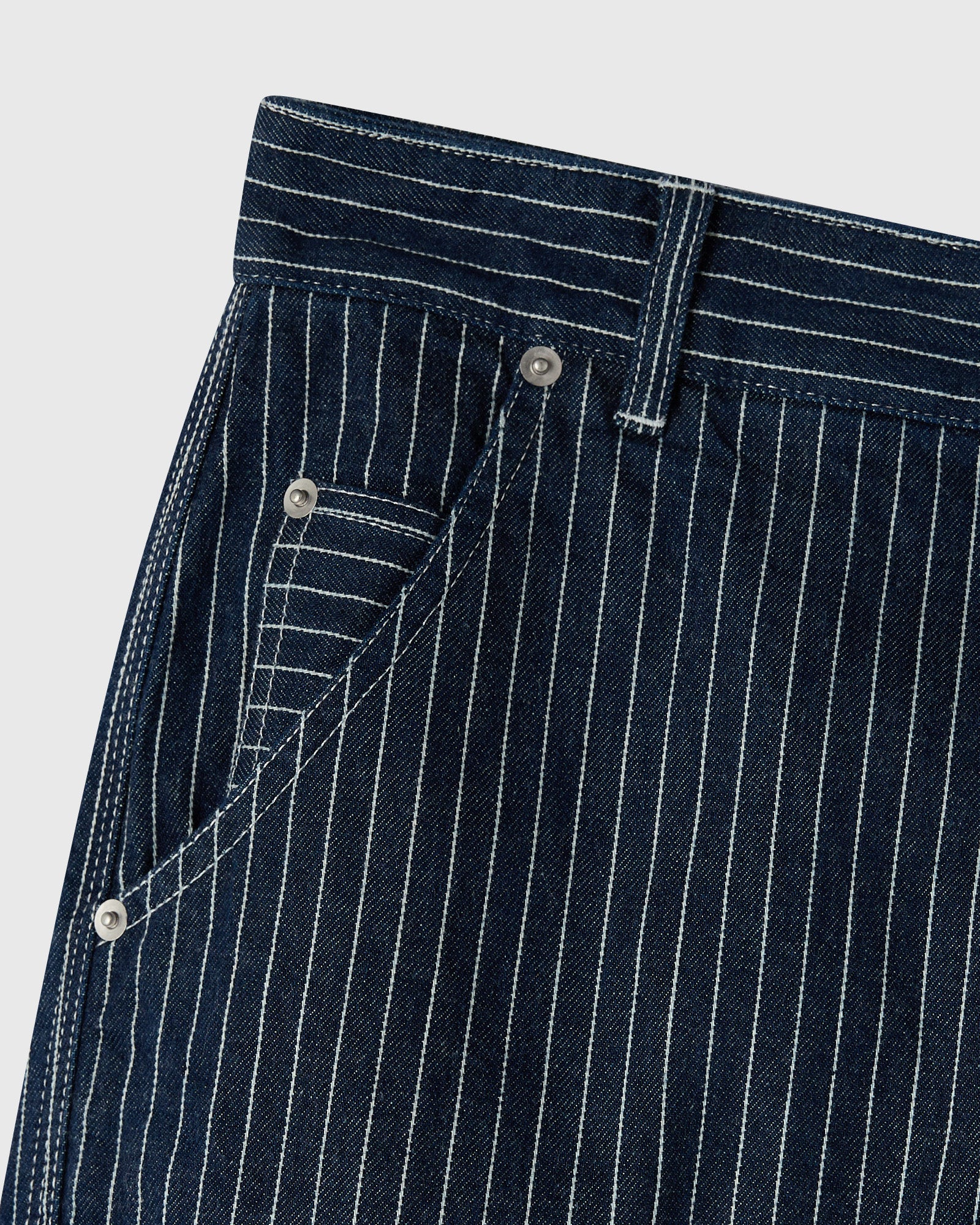 Pinstripe Denim Painter's Pant - Washed Indigo - Image 6