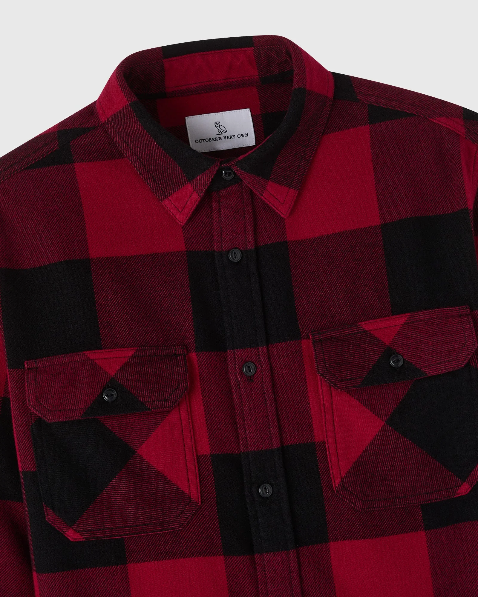 Plaid Flannel Shirt - Deep Red - Image 3