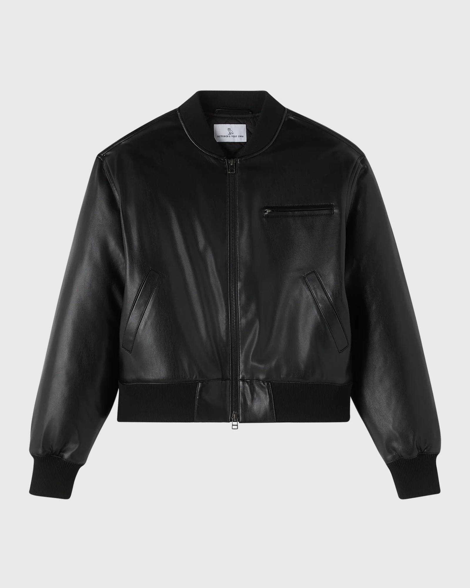 Pom Pom Faux-Leather Bomber Jacket - Black