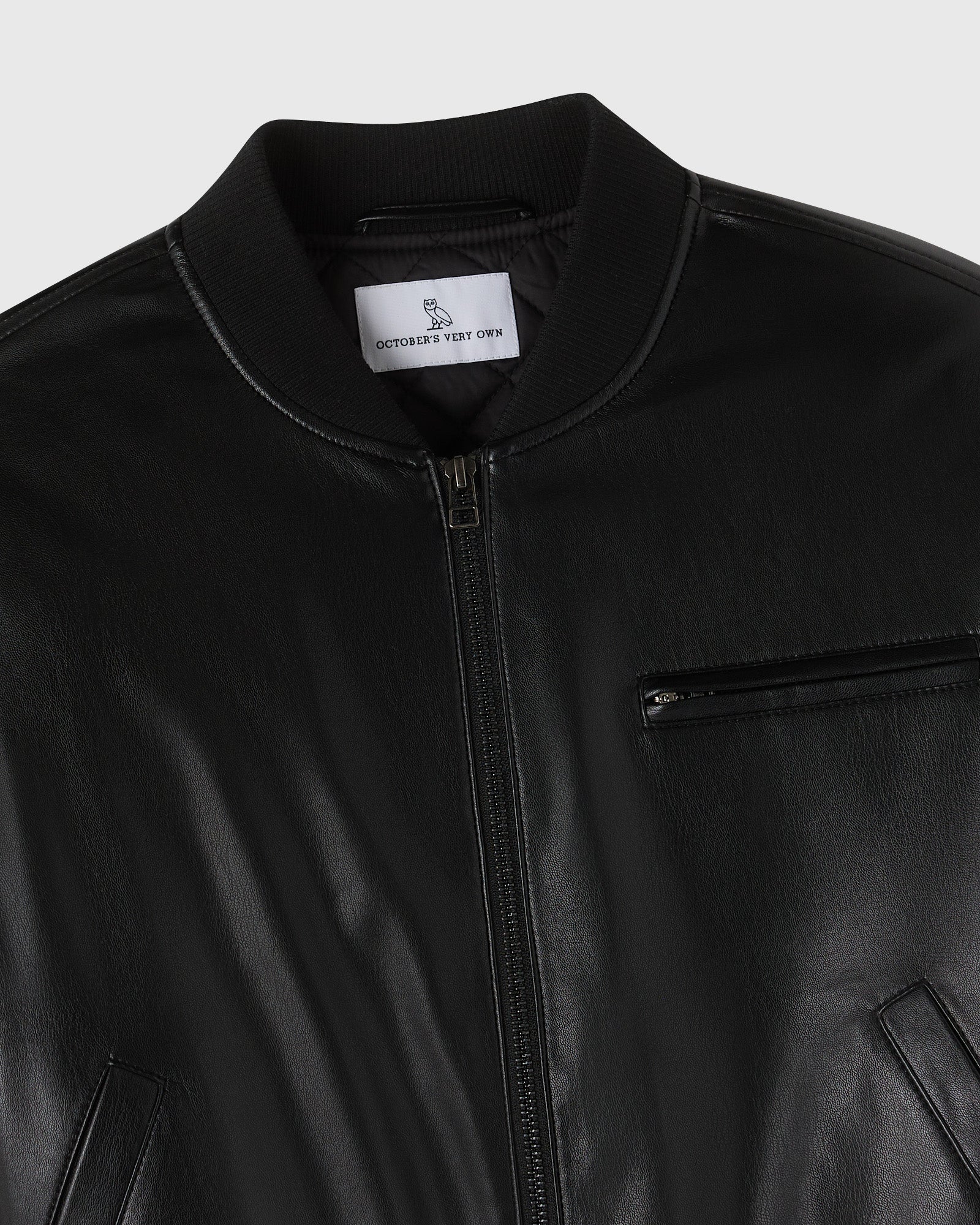 Pom Pom Faux-Leather Bomber Jacket - Black - Image 3