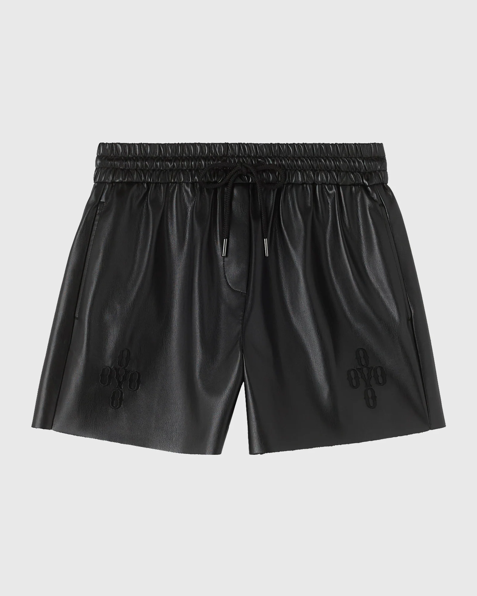 Pom Pom Faux-Leather Short - Black