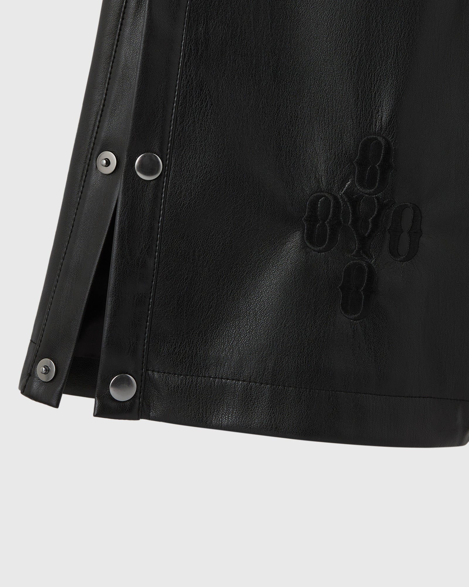 Pom Pom Faux-Leather Track Pant - Black - Image 5
