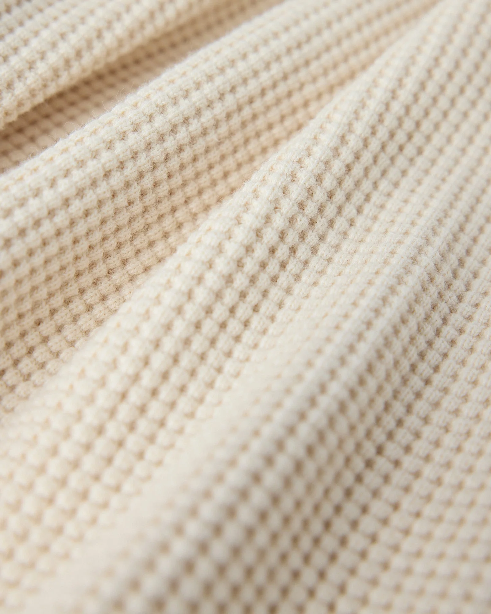 Jersey Lined Waffle Hoodie - Cream - Image 4