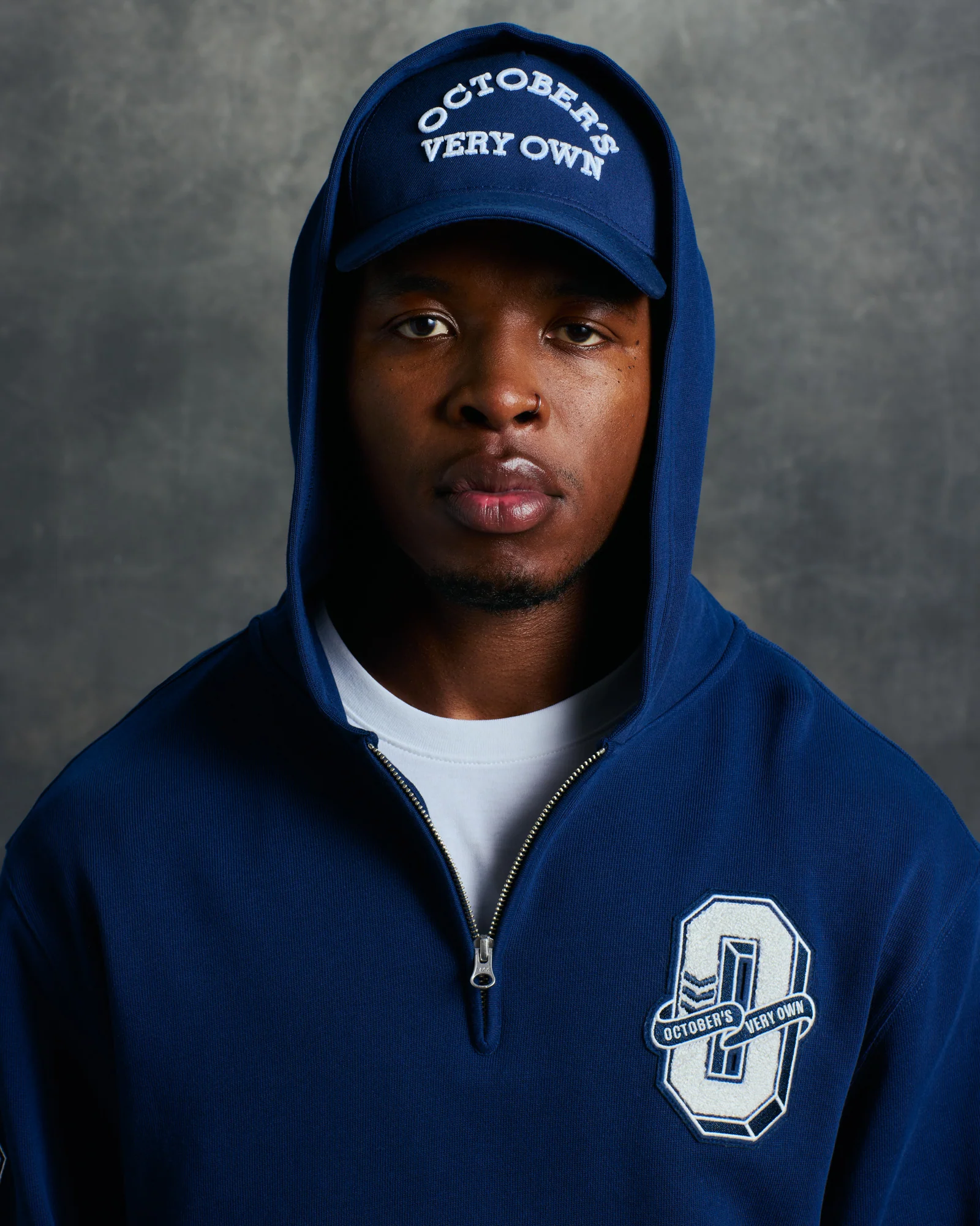 Varsity O Quarter-Zip Hoodie - Navy - Image 3