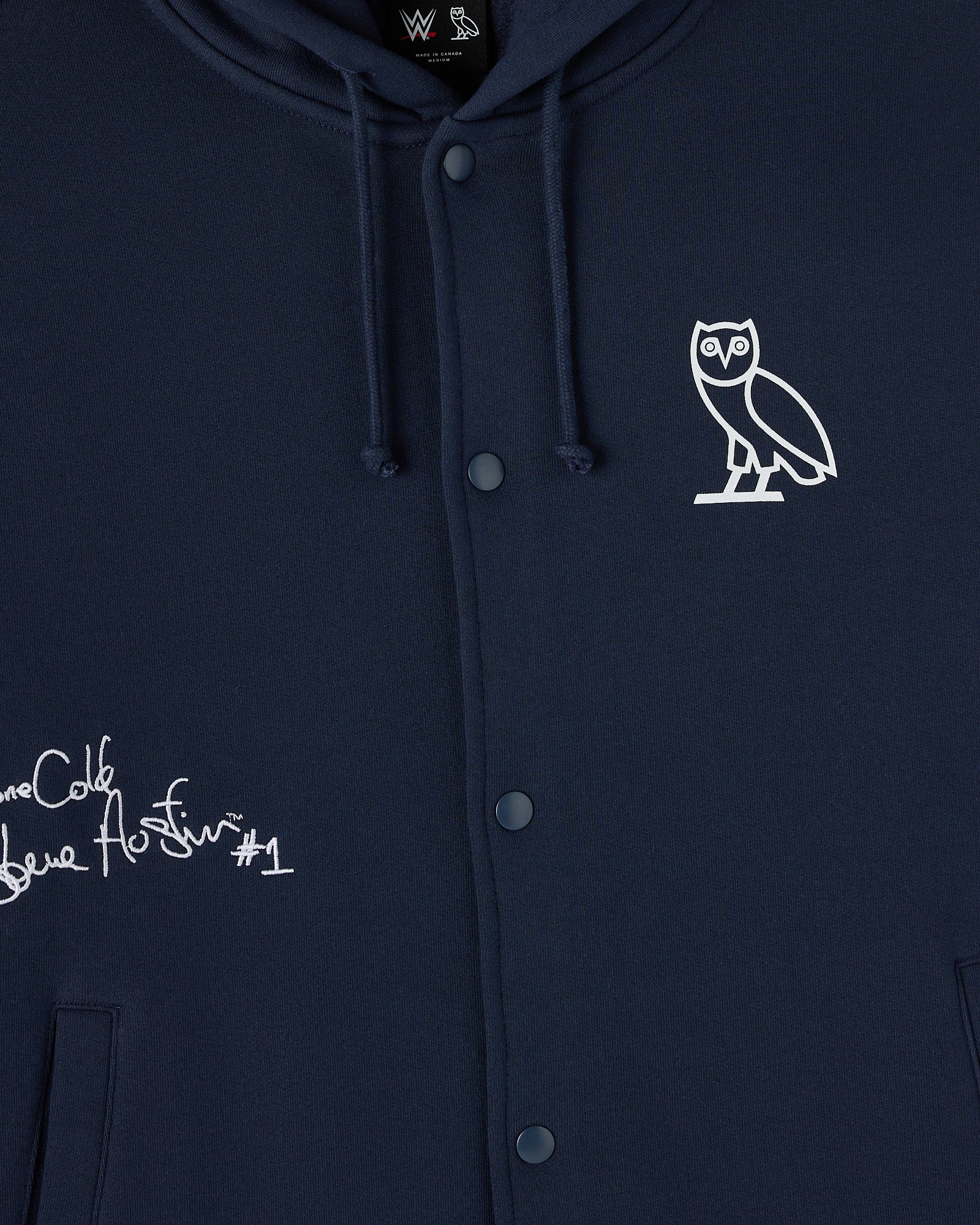 WWE OVO Stone Cold 3:16 Hooded Fleece Jacket - Night Owl Navy - Image 3