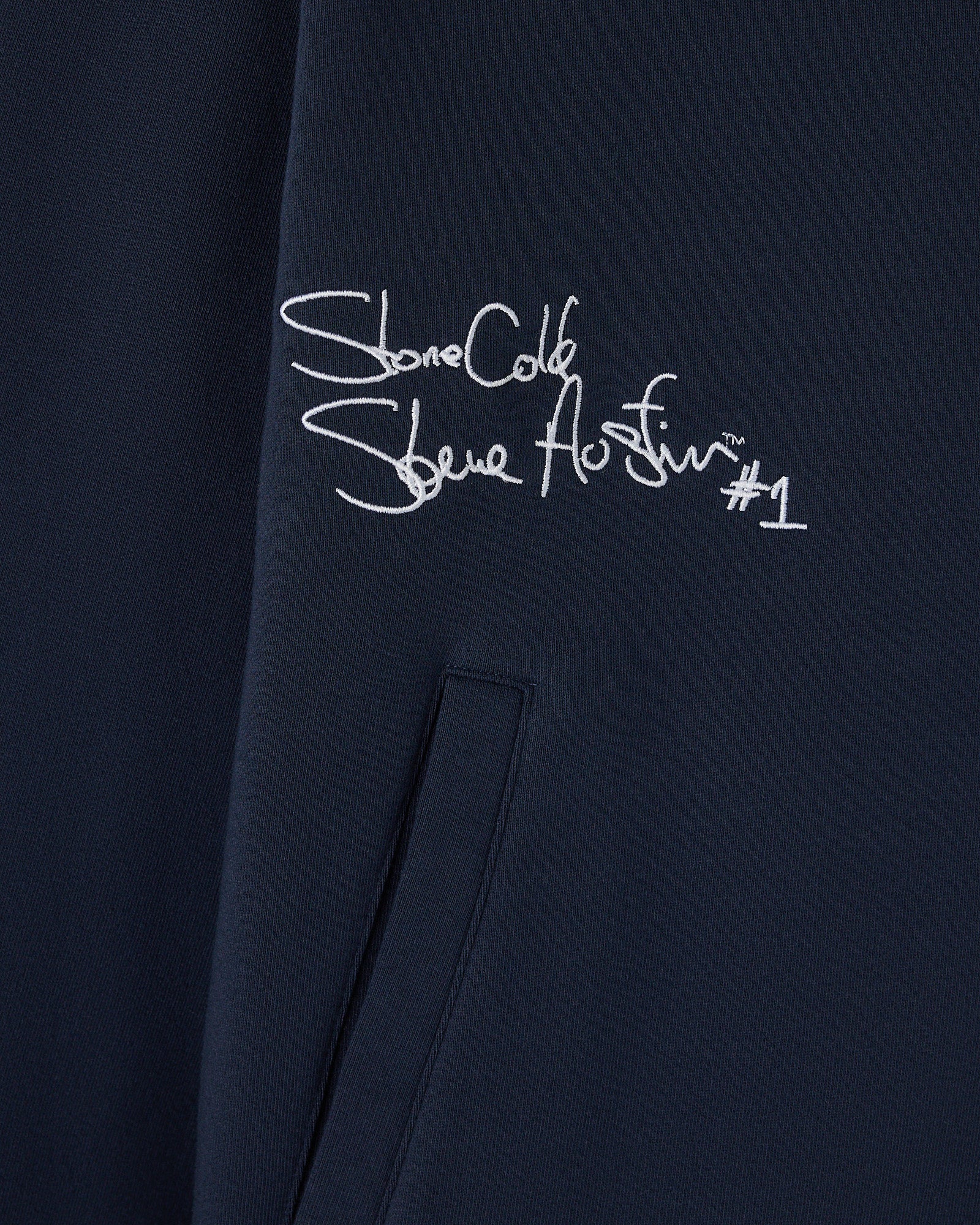 WWE OVO Stone Cold 3:16 Hooded Fleece Jacket - Night Owl Navy - Image 5